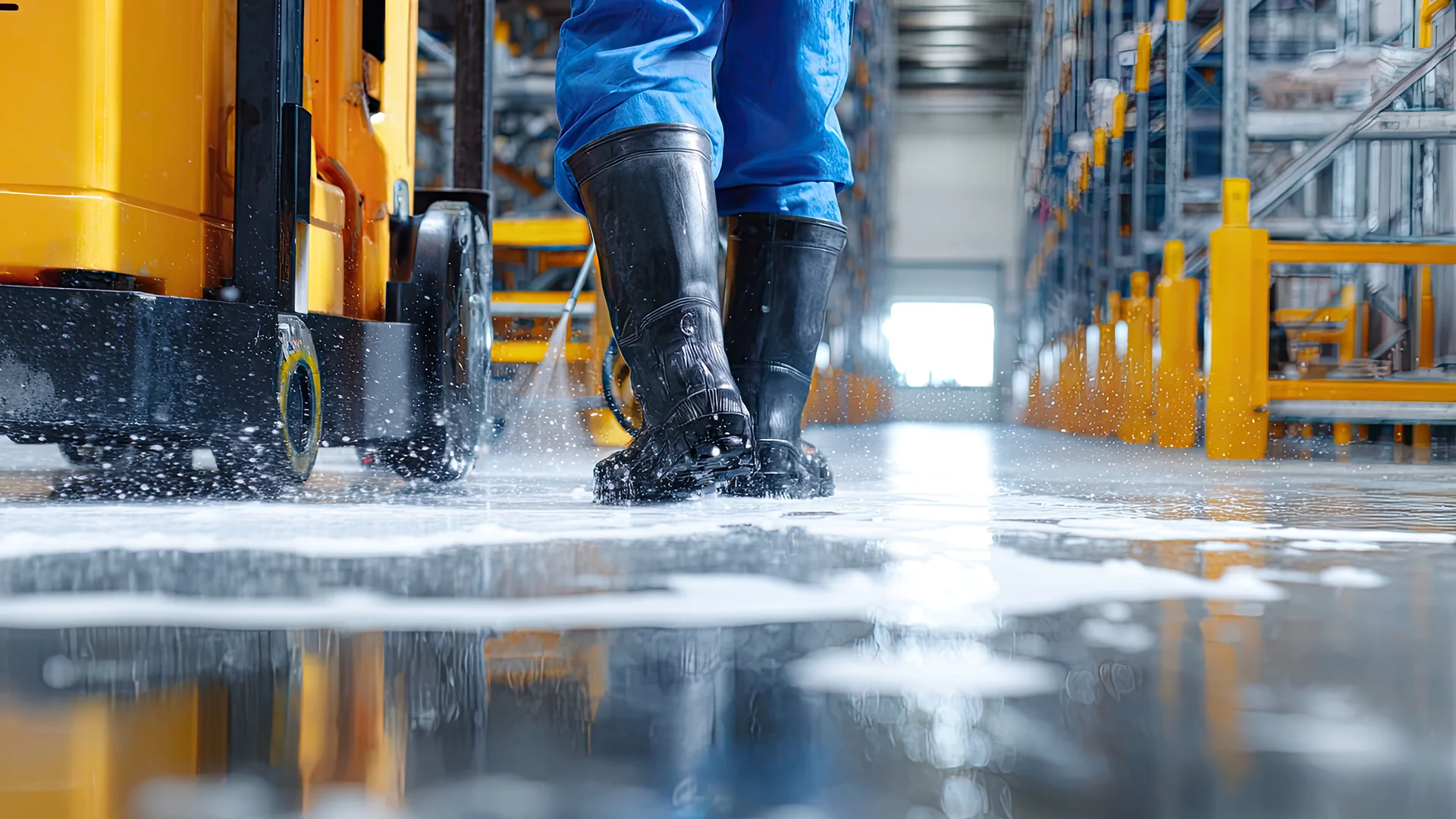 Pulizie industriali professionali di un capannone